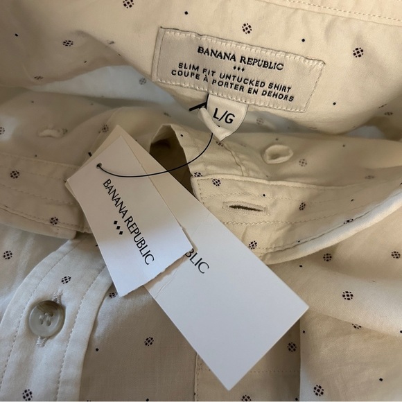 ❤️ Banana Republic Cream Button-Down Shirt Size L - Picture 5 of 11